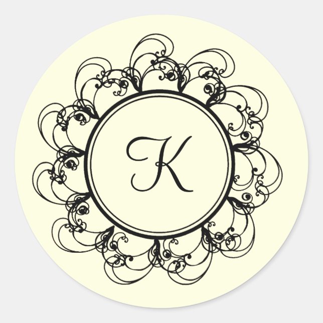 Rond Sticker Monogramme fantaisie (off+white) (Devant)