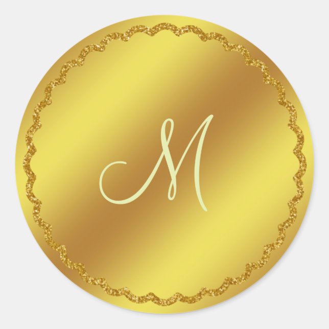 Rond Sticker Monogramme Gold Faux Foil (Devant)