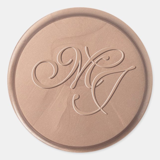 Rond Sticker Monogramme Initiales Chocolat Brown cire S (Devant)