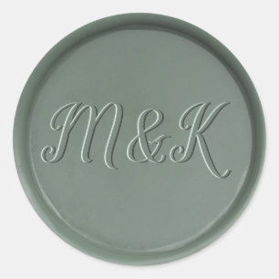 Rond Sticker Monogramme Initiales en cire foncée