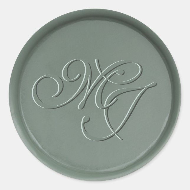 Rond Sticker Monogramme Initiales en cire foncée (Devant)