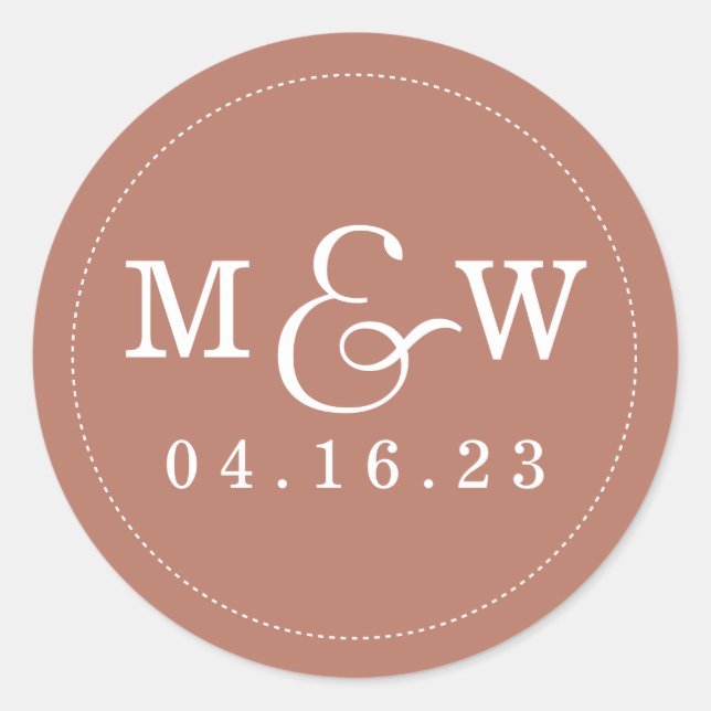 Rond Sticker Monogramme Mariage de charme en Terracotta (Devant)