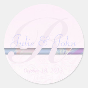 Rond Sticker Monogramme mariage en soie rose Fleurs Dam
