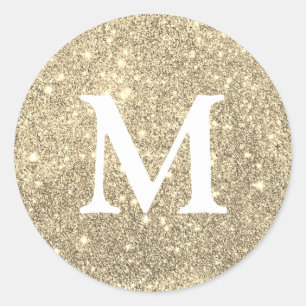 Rond Sticker Monogramme Parties scintillant Faux