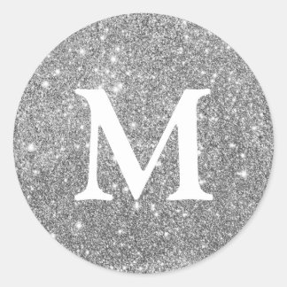 Rond Sticker Monogramme Parties scintillant Faux