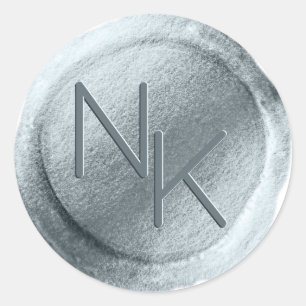 Rond Sticker Monogramme pour enveloppe de cire bleu pou