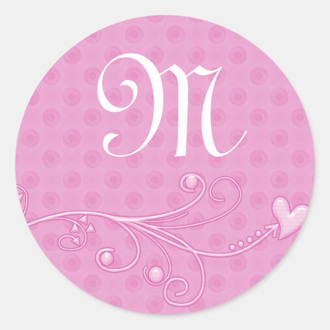 Rond Sticker Monogramme rose (Devant)