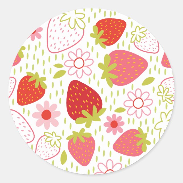 Rond Sticker Motif de fraises rouges (Devant)