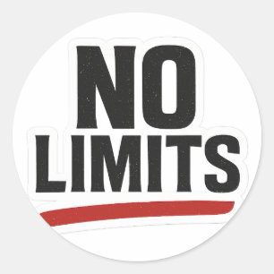 Rond Sticker Motivational No Limites - Gras noir & roug