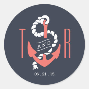 Rond Sticker Nautique Chic Favor / Sceau Enveloppe