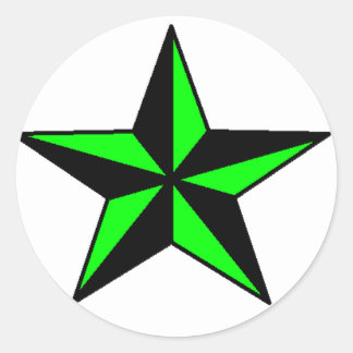 Rond Sticker Neon Green Nautical Star Round