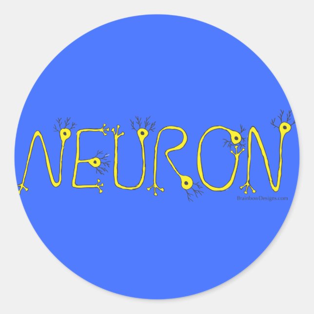 Rond Sticker Neuron - Bleu et Jaune (Devant)