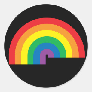 Rond Sticker noir arc-en-ciel