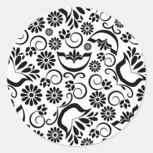 Rond Sticker noir et blanc élégant
