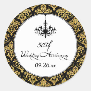 Rond Sticker noir, or Damask 50th Anniversary 2