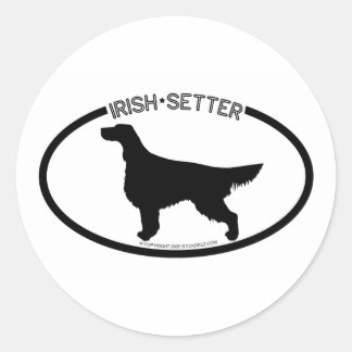 Rond Sticker noir Silhouette Setter irlandais