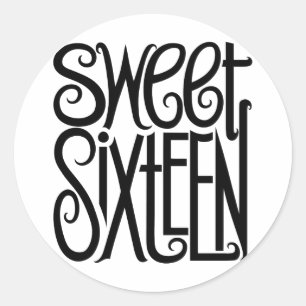 Rond Sticker noir Sweet sixteen