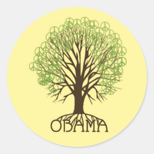 Rond Sticker Obama Peace Tree