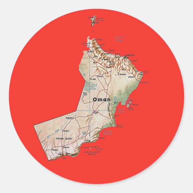 Rond Sticker Oman Map (Devant)