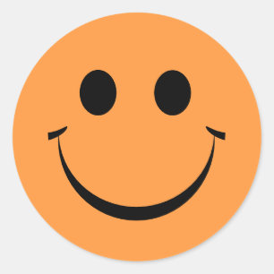 Rond Sticker orange Happy Face Anniversaire Classic Rou