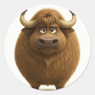 Rond Sticker Ox pour caricatures à visage sérieux