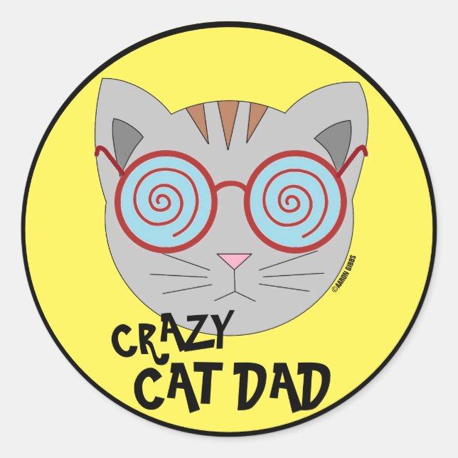 Rond Sticker papa Crazy Cat (Devant)