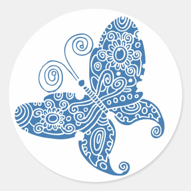 Rond Sticker papillon bleu (Devant)