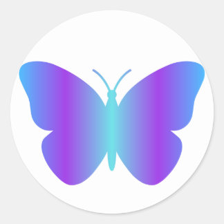 Rond Sticker papillon bleu et violet dégradé