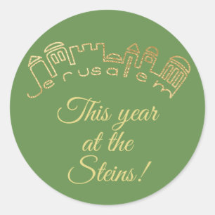 Rond Sticker Pâque Tour "Gold Jerusalem"