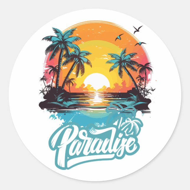 Rond Sticker Paradise Hawaii (Devant)