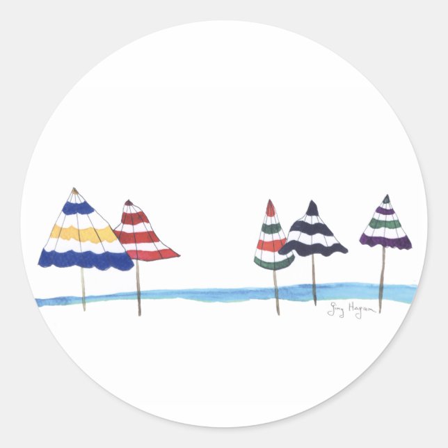 Rond Sticker Parasols De Plage (Devant)