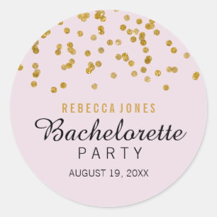 Rond Sticker Parties scintillant en or rose confetti Ba
