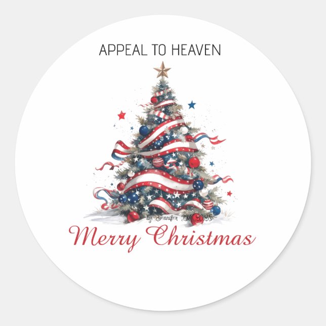 Rond STICKER Patriotic Xmas Tree ATH1 (Devant)