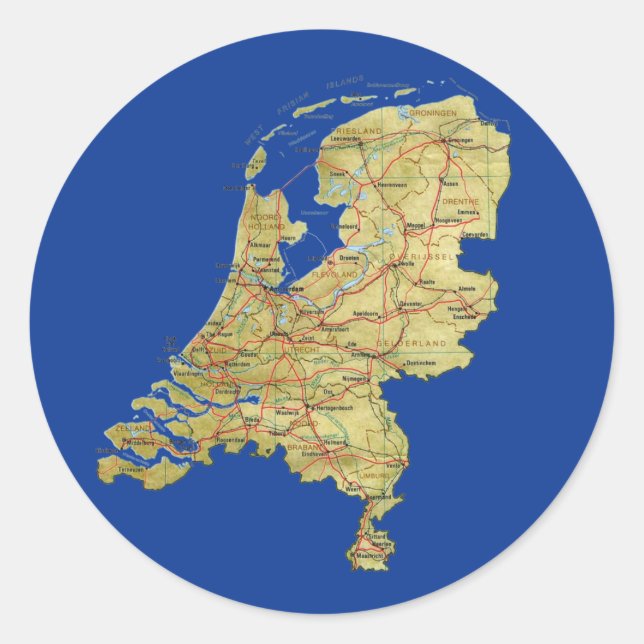 Rond Sticker Pays-Bas Map (Devant)