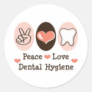 Rond Sticker Peace Love Dental Hygiene