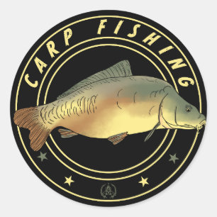 Rond Sticker pêcheur pêcheur de pêche à la carpe