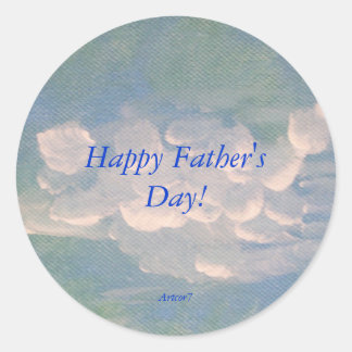Rond Sticker Peinture des nuages blancs fête des pères