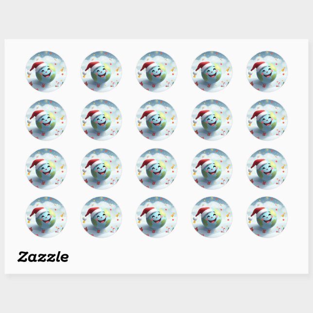 Rond Sticker père Noël Planet (Feuille)