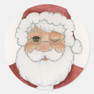 Rond Sticker Père Noël Winking
