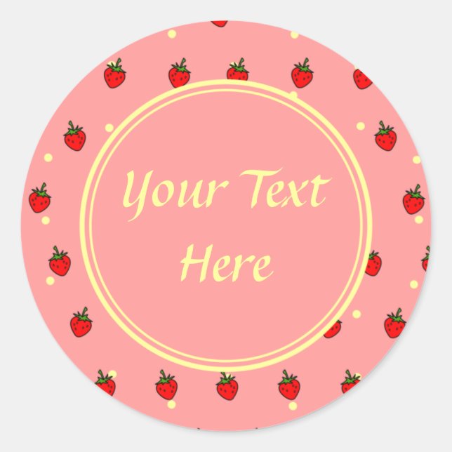 Rond Sticker personnalisable de fraises et crème (Devant)