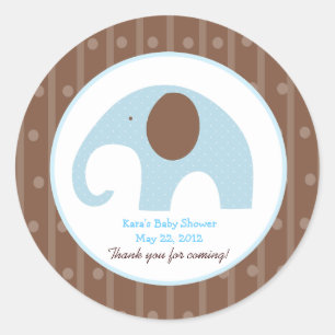 Rond Sticker personnalisé Little Elephant (bleu)