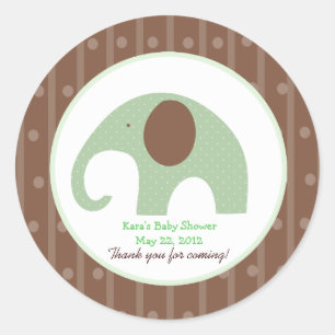 Rond Sticker personnalisé Little Elephant (Vert)