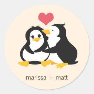 Rond Sticker personnalisé Love Penguins