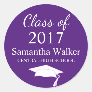 Rond Sticker personnalisé pour graduation en violet fon