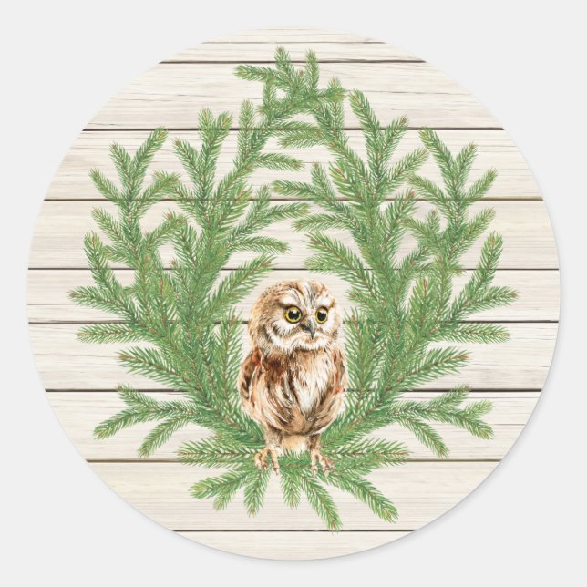 Rond Sticker photo en bois rustique (Devant)