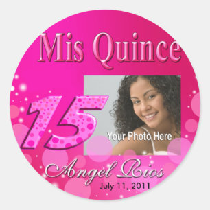 Rond Sticker Photo Party Mis Quince I