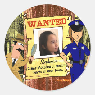 Rond Sticker photo personnalisable de l'affiche Recherc