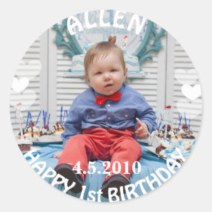 Rond Sticker photo pour garçon d'anniversaire