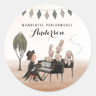 Rond Sticker Pianist Performance Merveilleux