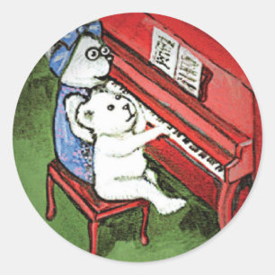 Rond Sticker Piano Bears